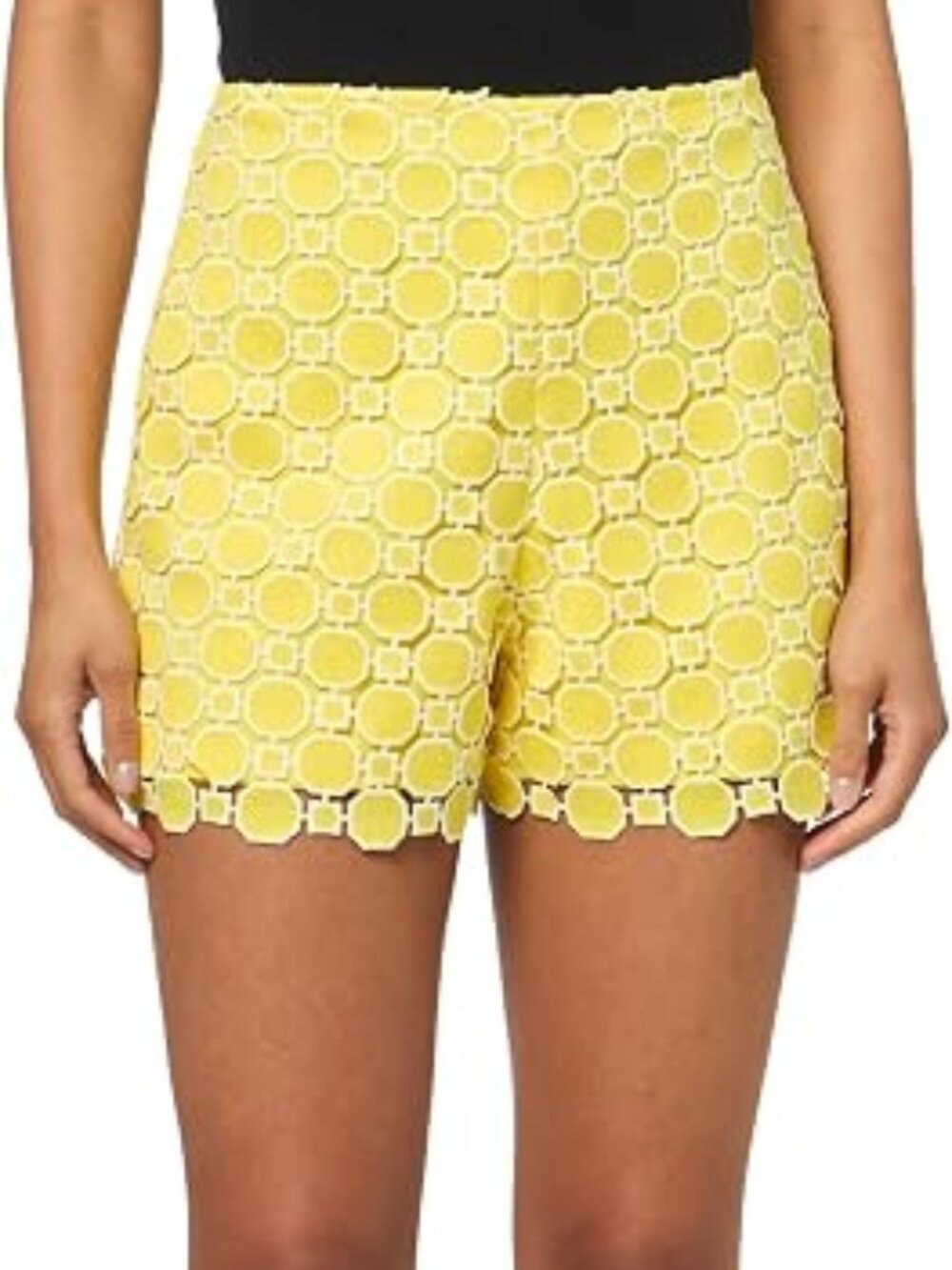 Trina Turk 'Brightness' Geo-Lace Shorts, Lavandou Lemon/Whitewash